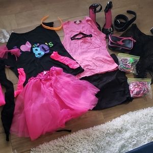 Two 80s outfits with accessories and shoes